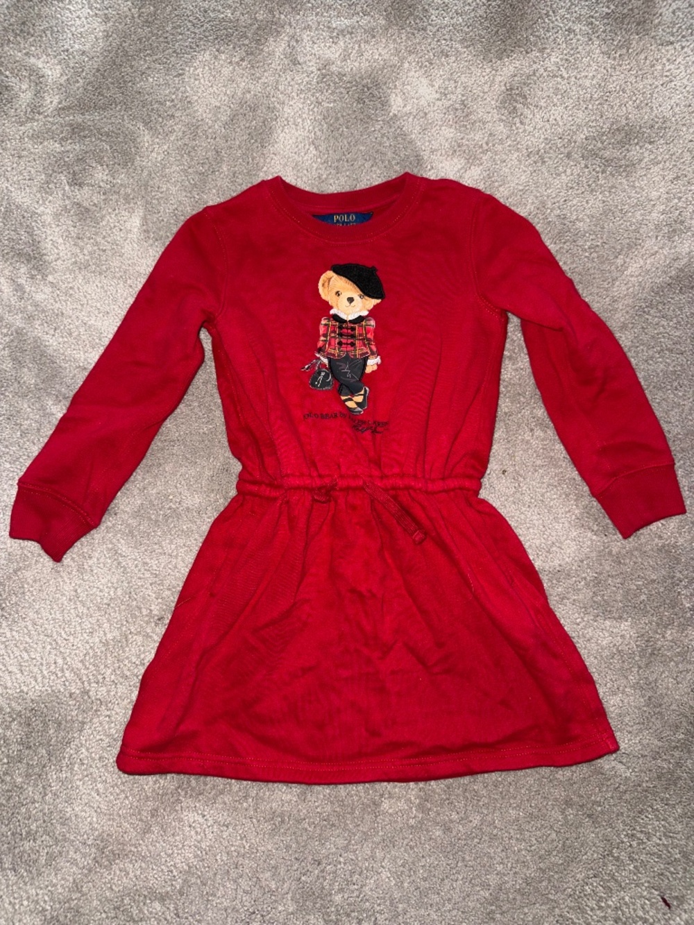 Ralph Lauren Girls Polo Bear Cotton Fleece Dress